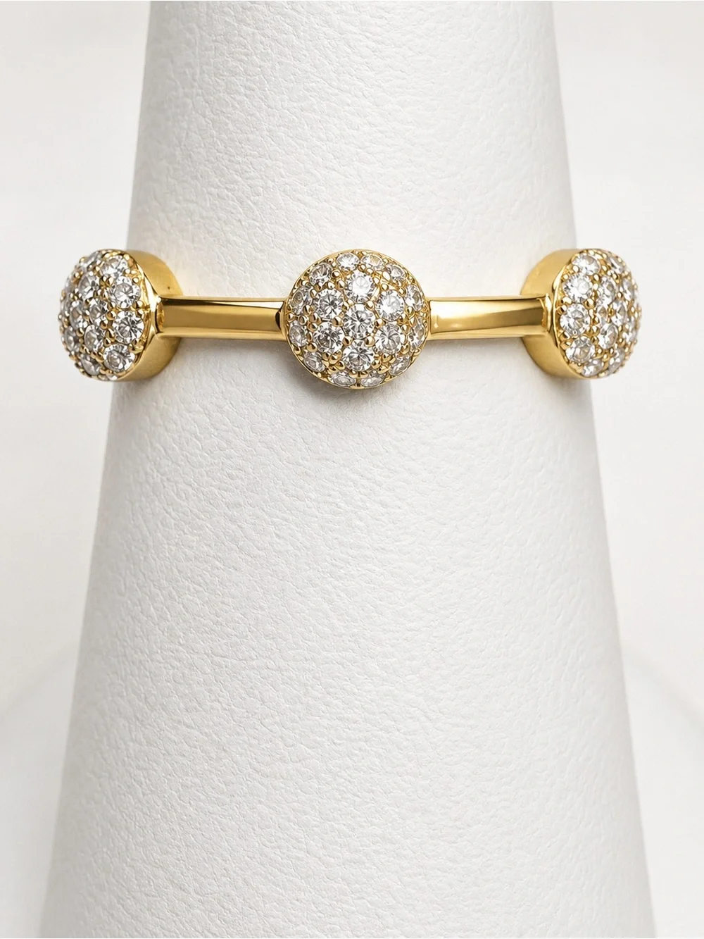 Crislu 18K over 925 Silver CZ Pavé Triple Circle Women's Ring SZ 6.75